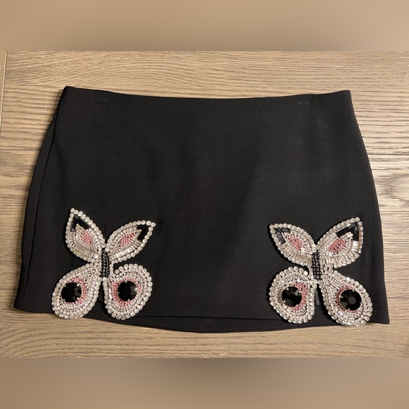 AREA Embroidered Butterfly Mini Skirt  in Black sz 8 NWT 1195$ - Picture 13 of 17